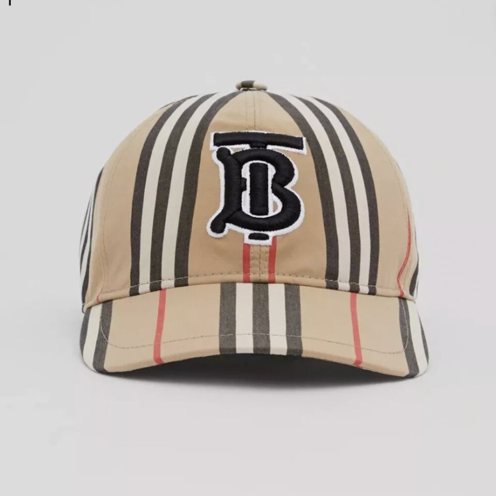 Burberry Tan Vintage Stripe TB Monogram Baseball Cap